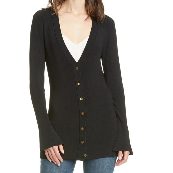 NWT L'AGENCE Lucas Long Rib CardiganSlim Fit Button-Up Layering Staple